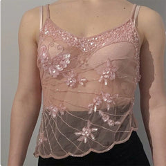 Sequin Embroidery Asymmetrical Crop Top