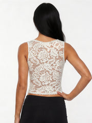 Lace  Keyhole Neck Cut Out Tank Top