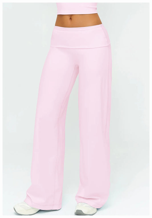 Wide Leg Fold Over Low Rise Flare Yoga Sweatpants