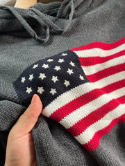 American Flag Knitted Hoodie