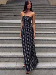 Polka Dot Strapless Maxi Dress