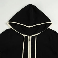 Black Lace Patchwork Hooded Sweatshirt