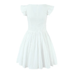 Floral Embroidery Flare Strap Mini Dress