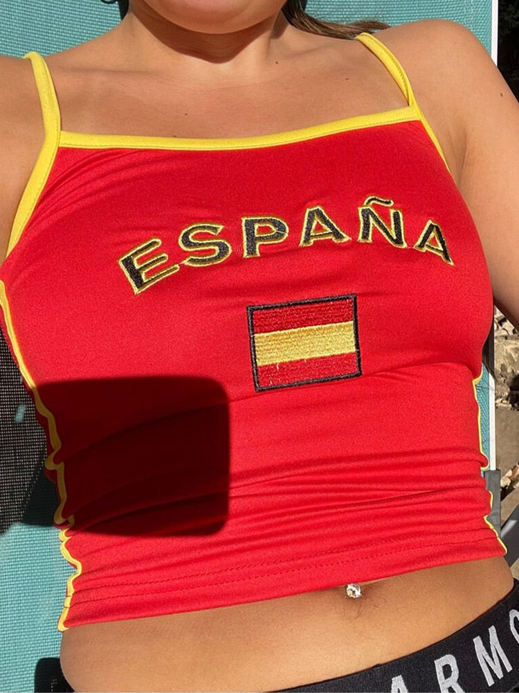 Espana Red Jersey Tank Top - Free From Label