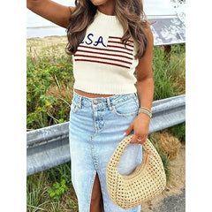 USA Knit Crop Vest