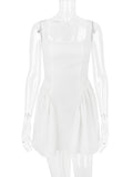 White Backless Bow Mini Dress