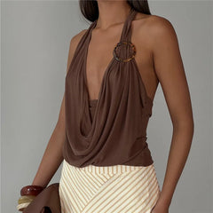 Cowl Neck Shell Ring Top
