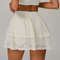 Lace Tiered Tennis Sports Mini Skirt