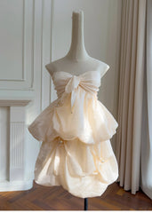 Bow Knot Strapless Blouse And Mini Bud Skirt Set