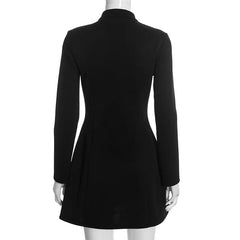 Solid Hollow Out A-line Turtleneck Long Sleeve Mini Dress