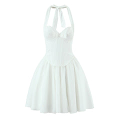 Tie Up Wire Corset Mesh Mini Dress