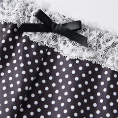 Lace Hem Mid-Calf Polka Dot Capri Pants