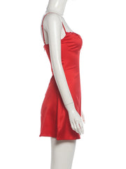 Red Satin Cami Mini Dress