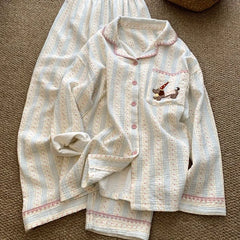 Cute Animal Print Long Sleeve Shirt And Pants Pajama Set