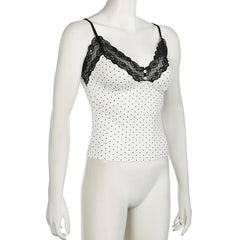 White Polka Dot Lace Cami Top - Free From Label