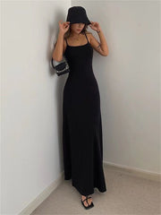 Solid Bodycon Strappy Maxi Dress - Free From Label