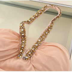 Orange Sequin Necked Gold Trim Hem Mini Dress