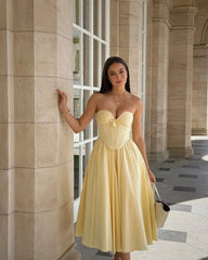 Sweetheart Neckline Bustier Strapless Maxi Dress