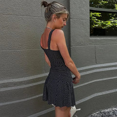 Black Polka Dot Tank Top And Mini Skirt Set