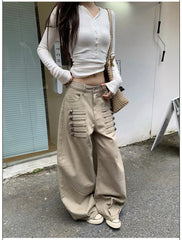Multi Button Flap Pocket Cargo Pants