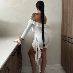 Ruffle Off Shoulder Short Dress