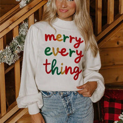 Merry Everything Letter Print Graphic Sweatshirt