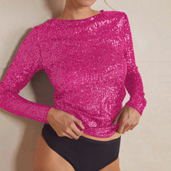 Sequin Long Sleeve Knit Top