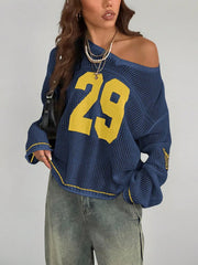 Number Sports Knit Jersey Top
