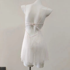 Floral Lace Mesh Embroidery Mini Nightgown