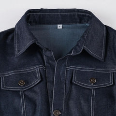 Denim Button Up Collar Crop Top