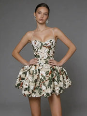Sequin Floral Embroidery Corset Mini Dress