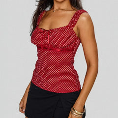 Polka Dot Babydoll Scoop Neck Top