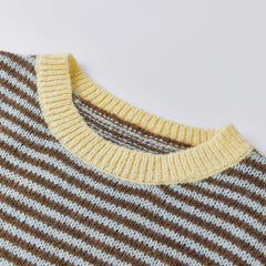 Striped Round Neck Mohair Sweater