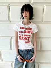White Graphic Red Print T-shirt