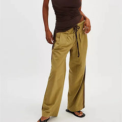 Side Striped Track Pants Y2K Drawstring Elastic Waist Wide Leg Sweatpants