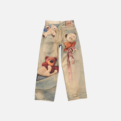 Teddy Print Jeans