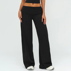 Wide Leg Fold Over Low Rise Flare Yoga Sweatpants