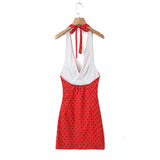 Red Polka Dot Halter Mini Dress