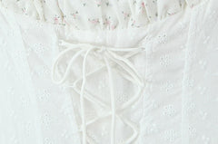 White Lace Patchwork Off-shoulder Ribbion Mini Dress