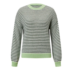 Striped Round Neck Mohair Sweater