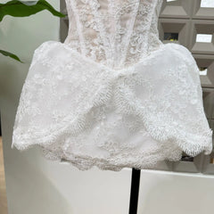 Strapless Lace Fitted Flared Mini Dress