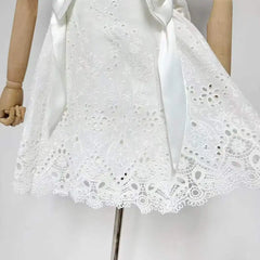 Eyelet Bow Waist Mini Dress