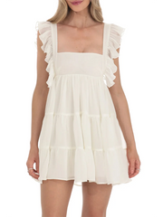 Ruffle Strap Square Neck Mini Dress