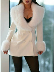 Black Faux Fur Collar Long Sleeve Mini Dress