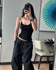 Ribbed Transparent Strap Tank Top