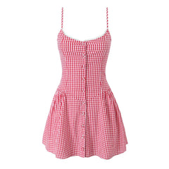 Gingham Plaid Strap Mini Dress