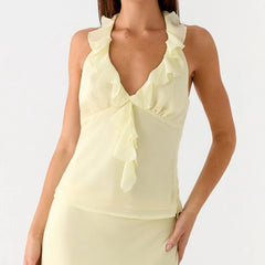 Halter Neck Ruffle Strap Top