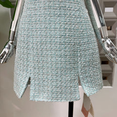 Tweed Bow Detail Halter Mini Dress