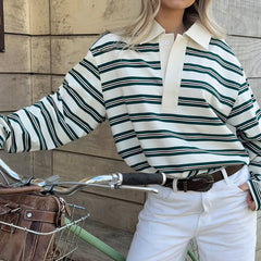 Long Sleeve Striped Sweatshirt