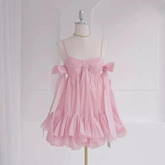 Bow Tie Up Off-Shoulder A-line Ruffle Mini Dress